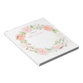 Personalisiertes Rosa florfarbenes Aquarell Notepa Notizblock