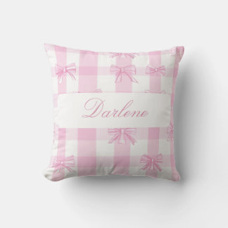 Personalisiertes rosa Gingham-Band Kissen