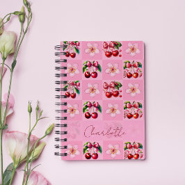 Personalisiertes rosa Gingham-Kirschblüten-Notizbu Notizbuch
