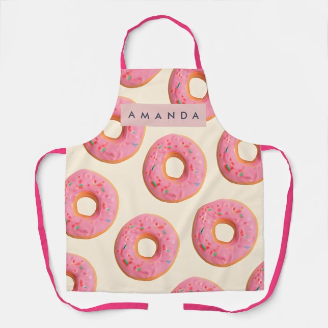 Personalisiertes Rosa glasiertes Donut-Muster Schürze (Vorderseite)