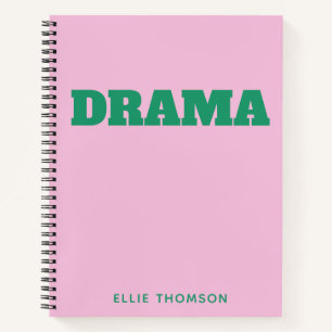 Personalisiertes Rosa Grünes Drama Theater Schulcl Notizbuch