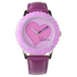 Personalisiertes rosa Herz Armbanduhr
