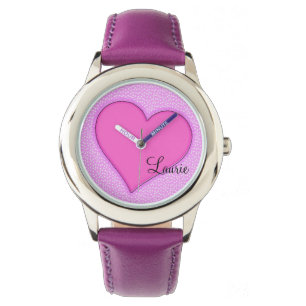Personalisiertes rosa Herz Armbanduhr