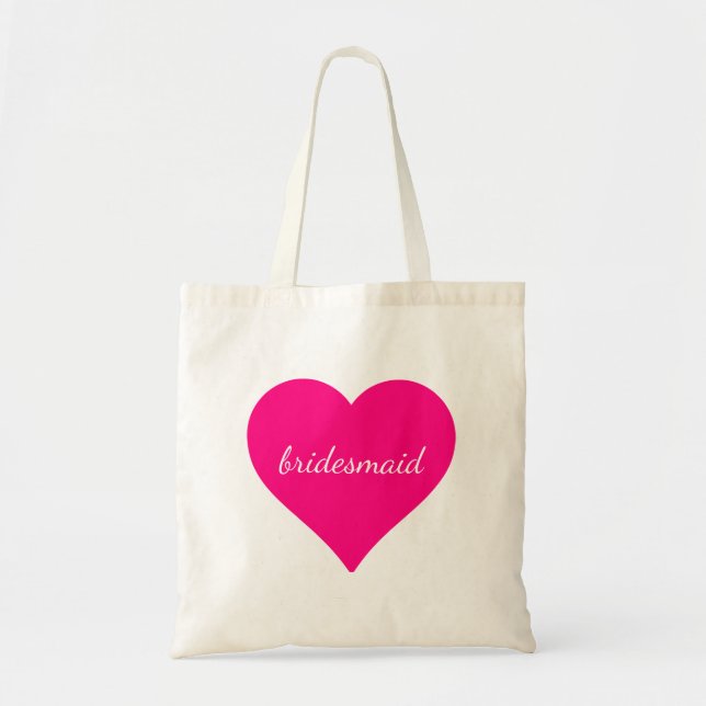 Personalisiertes rosa Herz Bridesmaid Tragetasche (Vorne)
