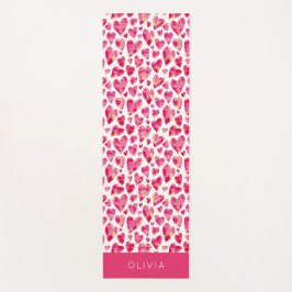 Personalisiertes rosa Herzmuster Yogamatte