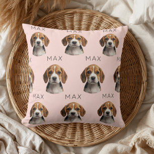 Personalisiertes rosa Hundefoto- & Namensmuster Kissen