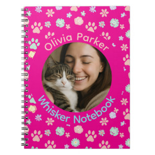 Personalisiertes rosa Katzenfoto- und Namens-Spira Notizblock