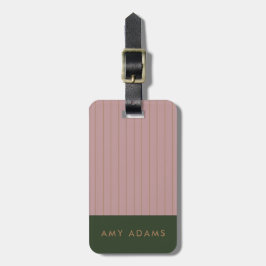Personalisiertes Rosa Khaki Gold Stripe Elegante Gepäckanhänger