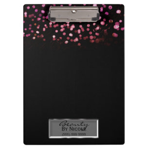 Personalisiertes rosa Konfetti in schwarz, elegant Klemmbrett