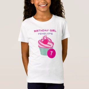 Personalisiertes rosa Kuchen-Geburtstags-Mädchen T-Shirt
