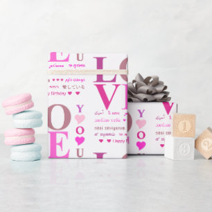 Personalisiertes Rosa "LIEBE You" in romanischen S Geschenkpapier