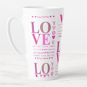 Personalisiertes Rosa "LIEBE You" in romanischen S Milchtasse