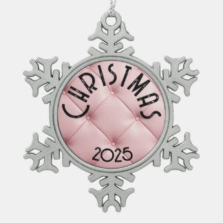 Personalisiertes rosa Luxus-Weihnachten Schneeflocken Zinn-Ornament
