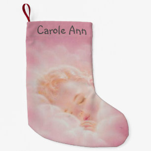 Personalisiertes rosa Mädchen-Babydoppeltes versa Kleiner Weihnachtsstrumpf