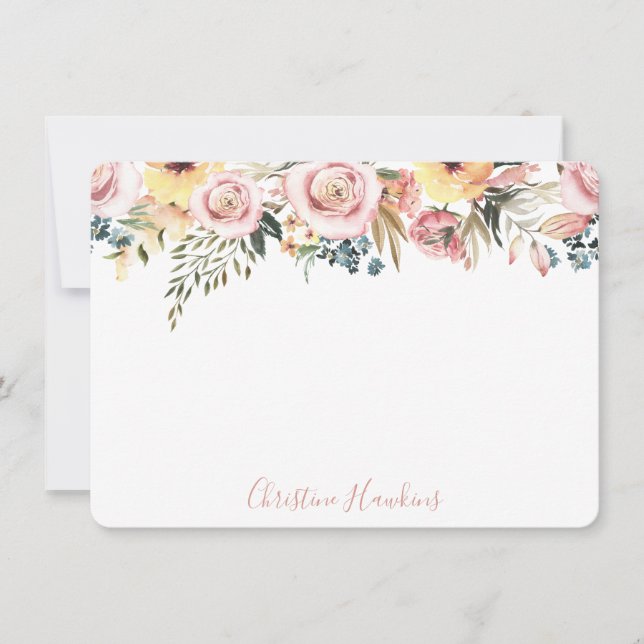 Personalisiertes Rosa Modernes Aquarellblau Mitteilungskarte (Vorderseite)