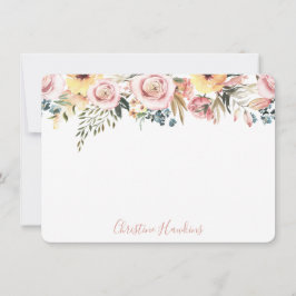 Personalisiertes Rosa Modernes Aquarellblau Mitteilungskarte