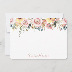 Personalisiertes Rosa Modernes Aquarellblau Mitteilungskarte