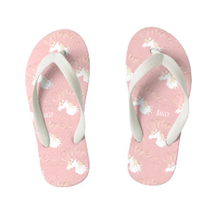 Personalisiertes Rosa Modernes Magisches Einhorn M Kinderbadesandalen