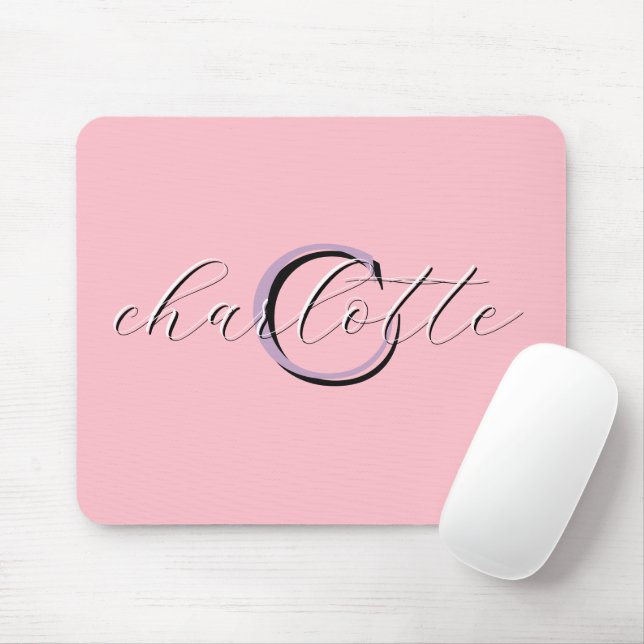 Personalisiertes rosa Monogramm Anfangsbuchstabe u Mousepad (Mit Mouse)
