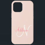 Personalisiertes Rosa Monogramm Case-Mate iPhone Hülle<br><div class="desc">Hübsche und pastellrosa Rosa Rosa Monogramm IPhone 12 Pro Max Gehäuse. Eine sanfte und beruhigende Farbe. Für die klassische und stilvolle Frau.</div>