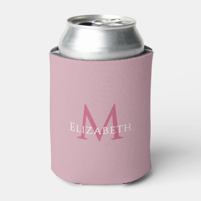 Personalisiertes rosa Monogramm Eleganter Anfangsb Dosenkühler (Kanne Vorderseite)