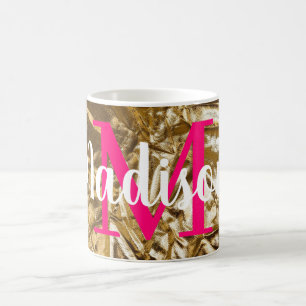 Personalisiertes rosa Monogramm Kaffeetasse