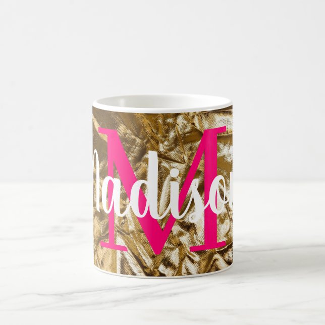 Personalisiertes rosa Monogramm Kaffeetasse (Mittel)