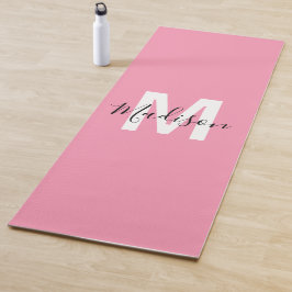 Personalisiertes rosa Monogramm Yogamatte