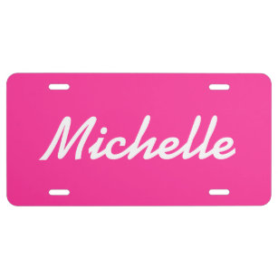 Personalisiertes rosa Nummernschild mit Name US Nummernschild