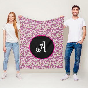 Personalisiertes rosa Reben-Blumenmuster Fleecedecke