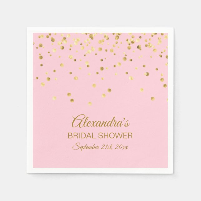 Personalisiertes Rosa Rose Gold Brautparty Serviette (Vorderseite)