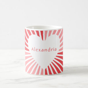 Personalisiertes rosa rotes Herz Kaffeetasse