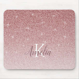 Personalisiertes rosa Schein-Glitzer-Monogramm Mousepad