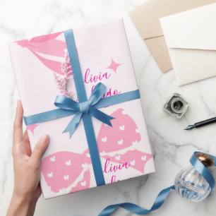 Personalisiertes rosa Schleifen-Geschenkverpackung Geschenkpapier