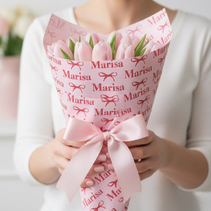 Personalisiertes rosa Schleifen-Name-Geschenk Geschenkpapier
