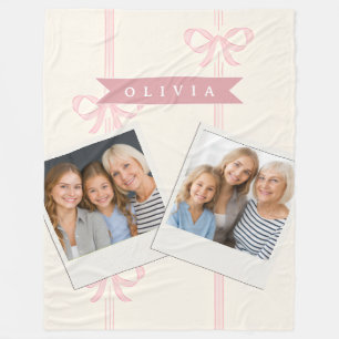 Personalisiertes rosa Schleifen Namensgeschenk Ele Fleecedecke