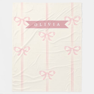 Personalisiertes rosa Schleifen Namensgeschenk Ele Fleecedecke