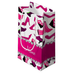 Personalisiertes rosa Schuhnamensmuster der weißen Kleine Geschenktüte