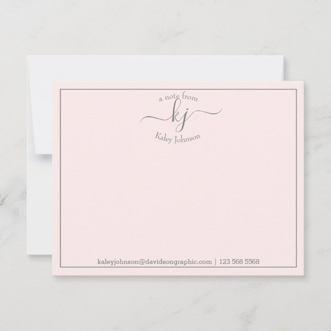 Personalisiertes rosa Script vom Schreibtisch aus Dankeskarte (Vorderseite)