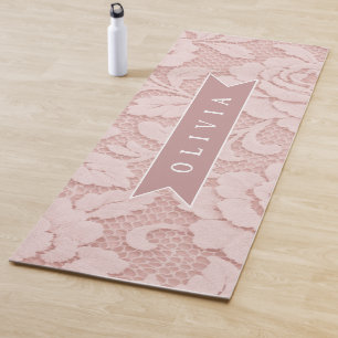 Personalisiertes Rosa Spitze Blumen Romantisch Yogamatte
