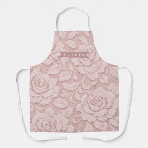 Personalisiertes Rosa Spitze Floral Romantisch Schürze