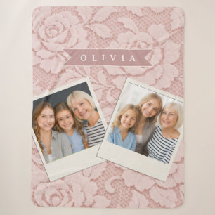 Personalisiertes Rosa Spitze Floral Romantisch Sherpadecke