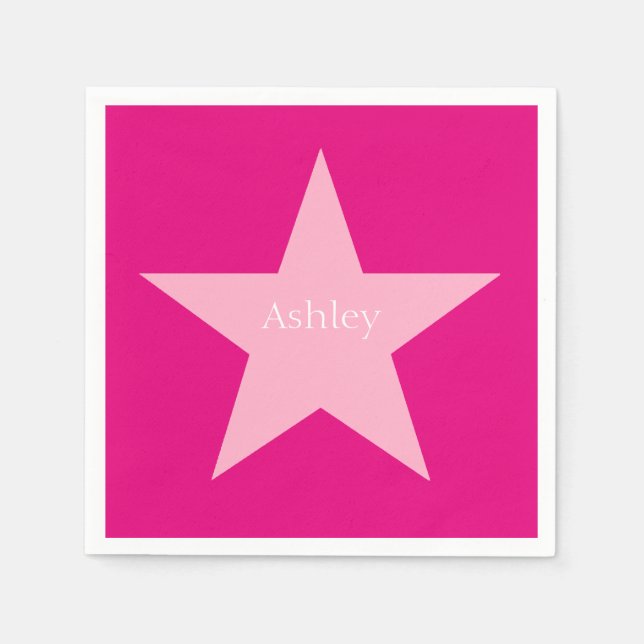 Personalisiertes rosa Star-Printpapier Napoleon Serviette (Vorderseite)