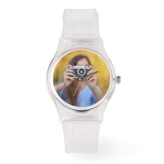 Personalisiertes rosa, stylisches Frauenseilikon Armbanduhr
