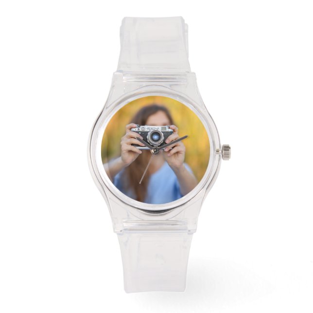 Personalisiertes rosa, stylisches Frauenseilikon Armbanduhr (Vorderseite)