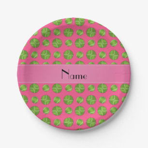 Personalisiertes rosa Tennisballnamensmuster Pappteller