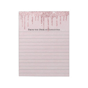 Personalisiertes Rosa tropfendes Glitter-Trendy-Li Notizblock