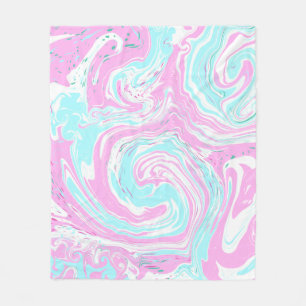 Personalisiertes Rosa und Aquamarines Marmorschlau Fleecedecke
