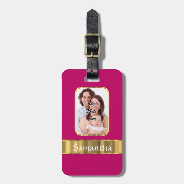 Personalisiertes Rosa und Gold Gepäckanhänger (Vorderseite vertikal)