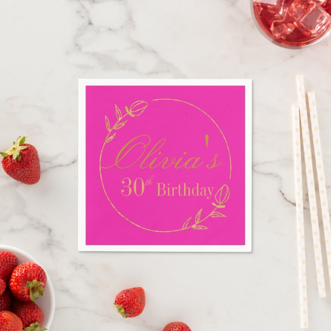Personalisiertes Rosa und Gold Serviette (Beispiel)